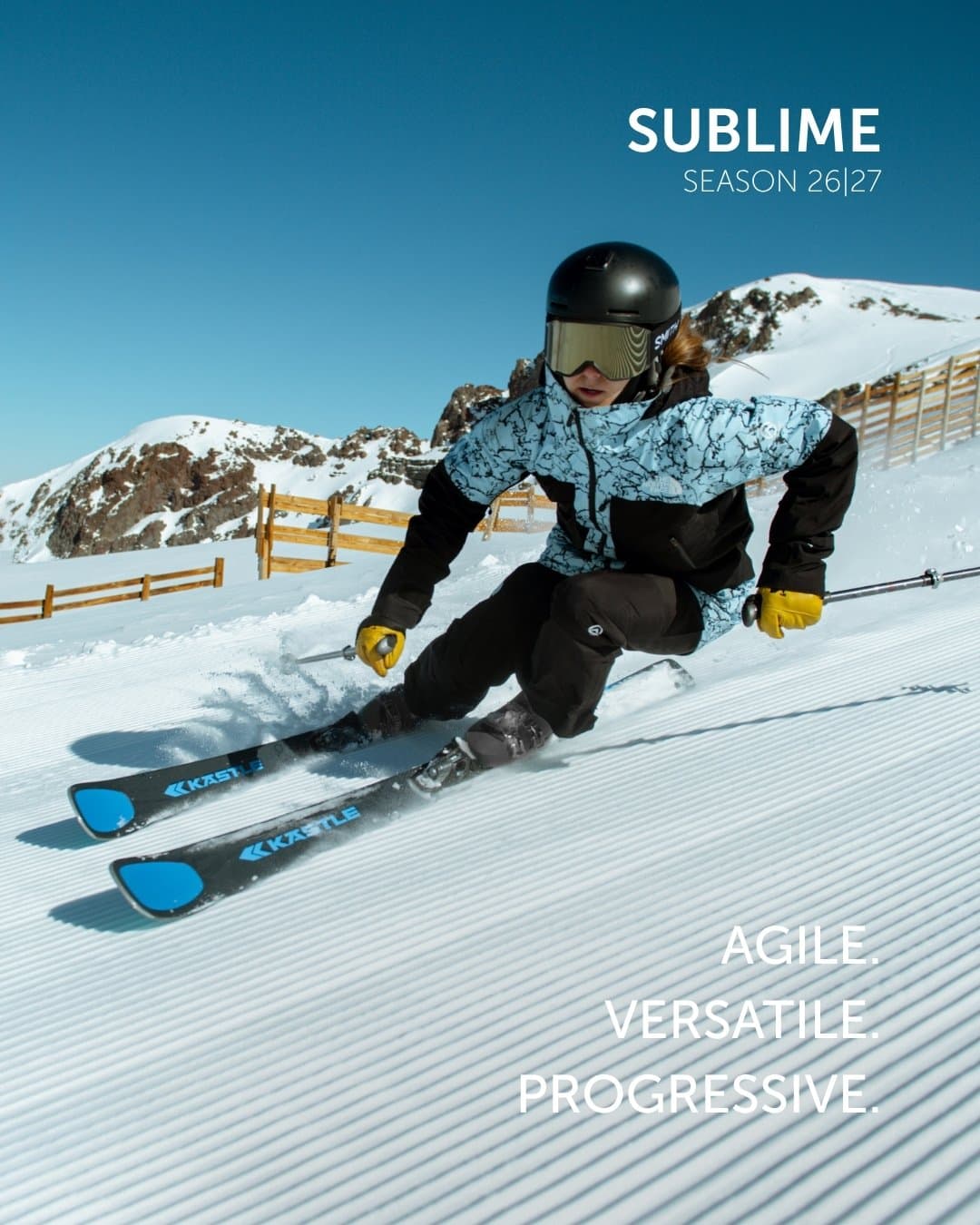 Kästle skier carving on a groomed piste